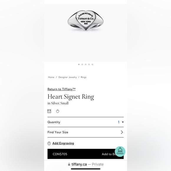 Return to Tiffany Heart Signet Ring - Picture 2 of 4